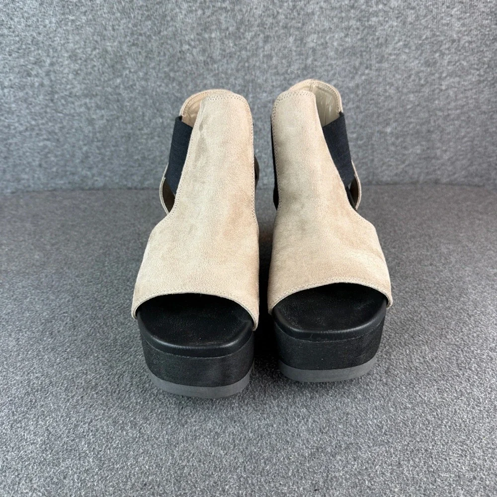 Coconuts by Matisse Ada‎ Suede Platform Wedge Sandals Womens 8M Black Lug Sole